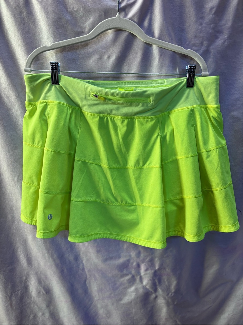 Lululemon pace rival Tennis Ball Yellow Athletic Skirt with under shorts. Longer